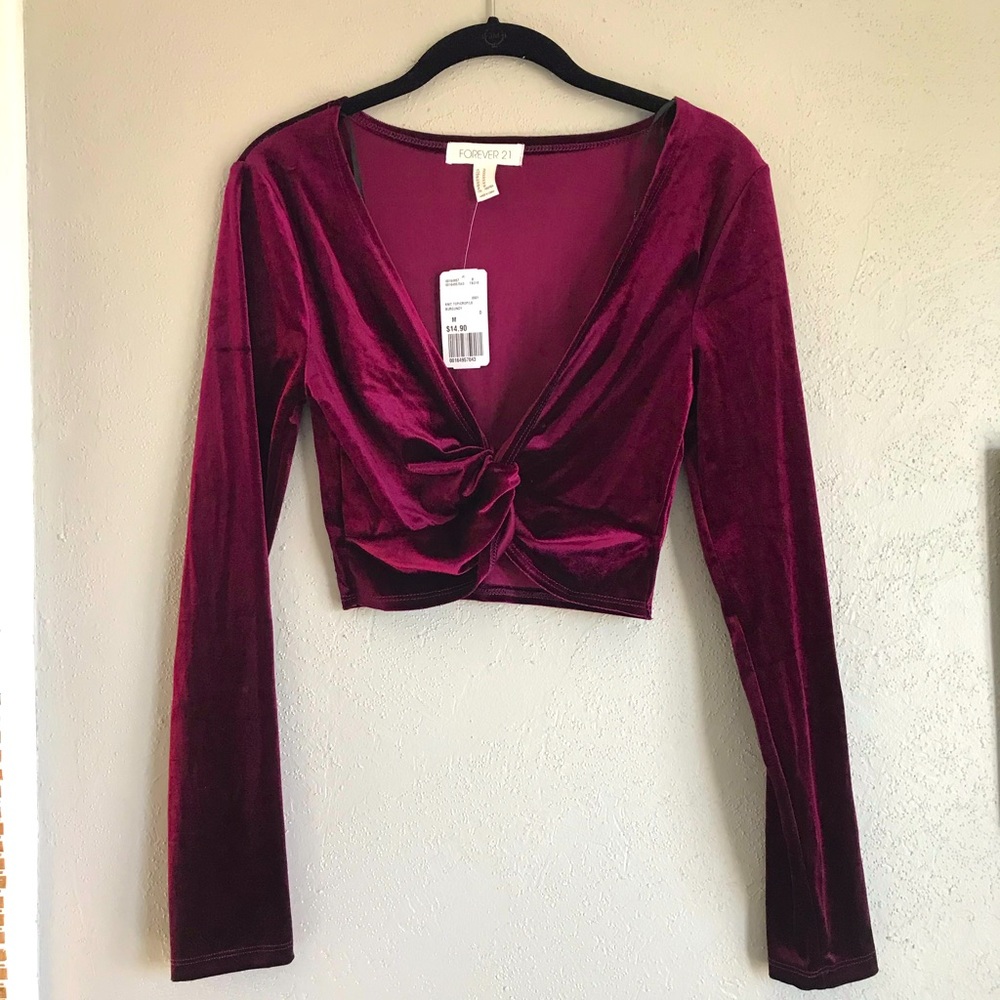 Velvet Low-cut Crop Top
